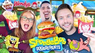 Tasting VIRAL Celebrity Foods! SPONGEBOB KRABBY PATTY MEAL at WENDY’S!