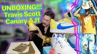 Travis Scott Canary Jordan 1 Unboxing!!