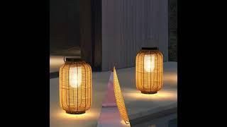 Dazuma_Landscape Lighting_Portable Lantern Rattan LED Waterproof Solar Outdoor Lights Floor Lamp