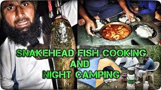 Snakehead Fish Cooking And  Night  Camping #fiahing #fishhunting #hunting