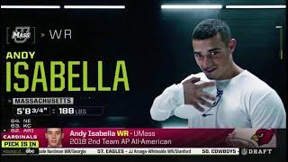 Andy Isabella gets drafted by the Arizona Cardinals Round 2 Pick 62