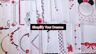 50 RED ️️BORDER DESIGNS/PROJECT WORK DESIGNS/CORNER AND SIDE BORDER DESIGNS