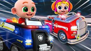 Fire Truck vs Police Car Song  | Five Little Truck Rescuer | NEW  Funny Nursery Rhymes