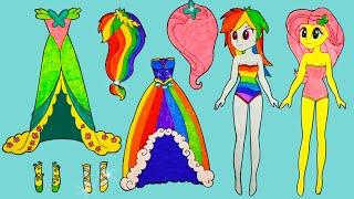 Paper Dolls Dress up MLP Costumes & shoes handmade Quiet Book Making colorful dresses and hairstyles