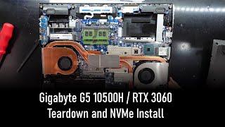 Gigabyte G5 Teardown and NVMe SSD Install