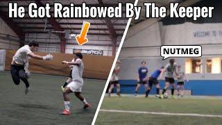 He Got Rainbowed By The Keeper (College Soccer Players Indoor Game)