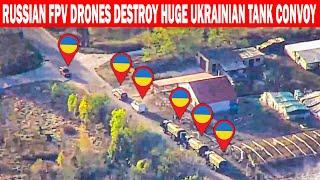 Russian Drones Destroyed a Huge Tank Convoy in Donetsk