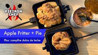 Pieiron apple pie and apple fritters + campfire dulce de leche