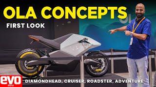 Ola Motorcycle Concepts | Sportsbike, Cruiser, Adventure, Roadster | First Look | evo India