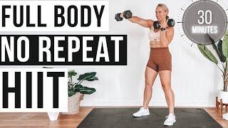 30 Minute Full Body Dumbbell Workout NO REPEAT | Killer Sweat Session