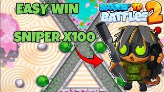 Easy Win W/ 100 Snipers | Bloons TD Battles 2