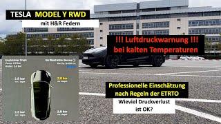 Tesla Model Y - Luftdruckwarnung bei Kälte - Wieviel Verlust ist OK? - ETRTO gibt Antworten!