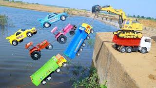 Accident River Dumper Swaraj Tractor Tata Truck Ferrari Car Lamborghini Pulling Out JCB 5CX ? CS Toy