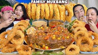 Spicy Buffalo Short Ribs and Squid Calamari with Fired Okra Mukbang | FAMILY MUKBANG