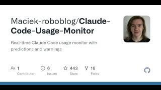 GitHub - Maciek-roboblog/Claude-Code-Usage-Monitor: Real-time Claude Code usage monitor with pred...