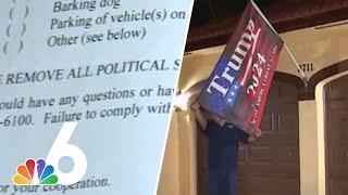 Homeowners outraged after being asked to remove Trump signs from homes