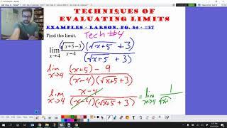 Sec 1-3 Techniques for Evaluating Limits - AP Calculus AB