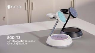 SODI T3 3-in-1 Magnetic 15W Wireless Charging Station for Apple Devices