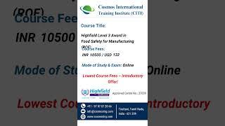 Highfield Food Safety​ Courses | Cosmos International Training Institute (CITI)