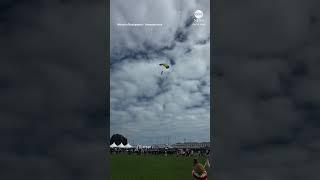 Parachutist lands on woman and child during San Francisco Fleet Week air show #news #parachute