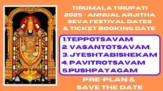 Tirumala Tirupati 2025 Annual Arjitha Sevas Date | Pre-plan Your Arjitha Sevas Now