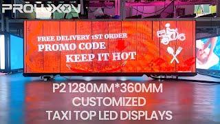 P2 Customized LED Taxi Top Roof Billboard Display Screens with 1280MM*360MM Double-sided Advertising