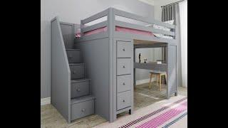 Full Loft Bed with Storage, Desk and Staircase - Bunk Beds Canada