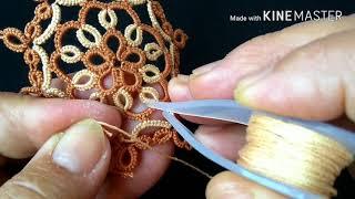 193-Shuttle tatting#Lesson-40,Adding rows to basic motif Part -1(Hindi/Urdu)