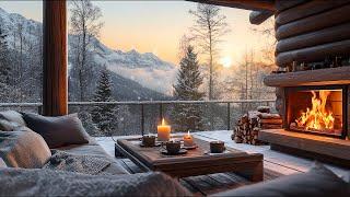 Peaceful Winter Forest Morning ️ Soothing Piano Music & Fireplace Sounds for Deep Relaxation