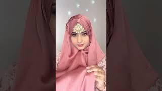 Layered Hijab Style with Mangteeka | Bridal Wedding Hijab Style #hijabstyle #wedding #shorts