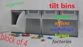 Tilt bins block of 4 small items organiser sorterwall mountable