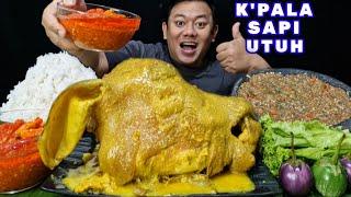 MAKAN BESAR ⁉️ PALA SAPI UTUH PEDAS LALAPAN MENTAH SAMBEL TERONG REBUS