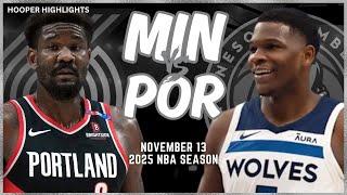 Minnesota Timberwolves vs Porrtland Trail Blazers Full Game Highlights | Nov 13 | 2025 NBA Season