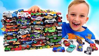 Vlad y Niki se divierten con coches de juguete | Desafío Hot Wheels City Slime