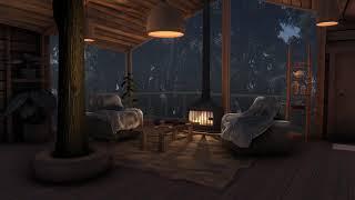 Rain & Fireplace sounds | Cozy Treehouse  | Sleep, Study, Meditation | 10 hours