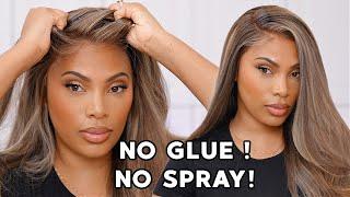 COMPLETELY GLUELESS | NO GLUE| NO SPRAY | 100% GLUELESS WIG INSTALL!!!