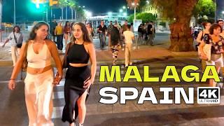 Walk with Me in MALAGA  Coastal City Night | Autumn in Southern Spain [4K 60FPS] Costa del Sol