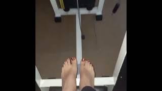 Barefoot sportive training at gym