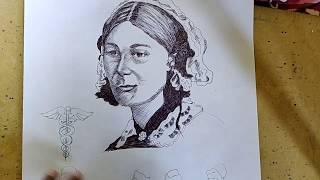 Happy International Nurses Day 2020 | THANK YOU | Florence Nightingale sketch using ballpoint pen...