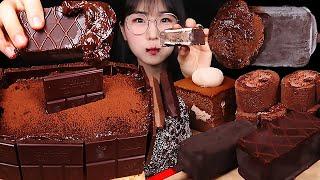 ASMR 초코푸딩 허쉬다크 초코케이크 다크초코바 아이스크림 먹방 Chocolate Pudding Dessert Ice Cream Cake Brownie MuKBang!