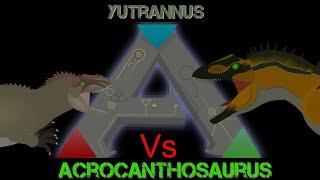 [Ark survival evolved] ark battle: acrocanthosaurus vs yutyrannus (stick nodes animation)