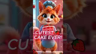  Fluffy Cat Chef Creates the ULTIMATE Strawberry Cake!  #shorts