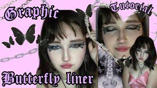 𝔅𝔲𝔱𝔱𝔢𝔯𝔣𝔩𝔶 𝔤𝔯𝔞𝔭𝔥𝔦𝔠 𝔩𝔦𝔫𝔢𝔯 // aesthetic graphic eyeliner tutorial !!