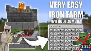 Minecraft Easy IRON FARM Without a Zombie - Tutorial 1.21+