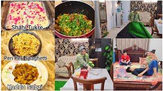 Sab Ki Pasand ka Khana Bnaya"Lounge ki Look New HogaiShahi Tukro ko Or Shahi BanayaSpaghetti"sbzi.