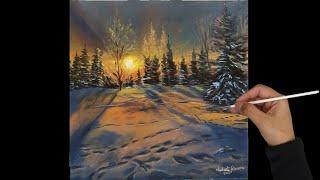 Relaxing Snowy Morning | Acrylic Painting Tutorial for Beginners | Step-by-Step Guide