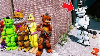 CAN THE ANIMATRONICS DEFEAT EVIL WHITE FREDDY? (GTA 5 Mods FNAF RedHatter)