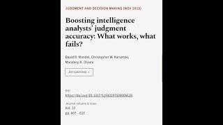 Boosting intelligence analysts’ judgment accuracy: What works, what fails? | RTCL.TV