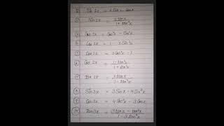 Sin2x,cos2x,tan2x,tan3x. formulae of trigonometry