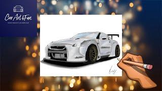 Drawing the Nissan GT-R R35 Liberty Walk| Speed Drawing